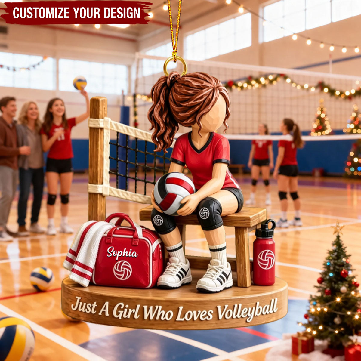 Personalized Volleyball Girl Christmas Ornament - Custom Volleyball Player Gift