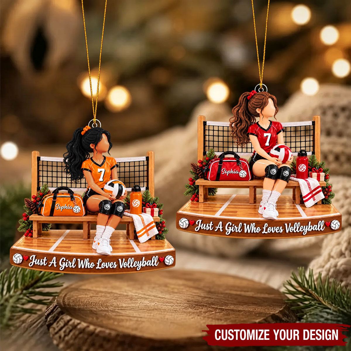Personalized Volleyball Girl Christmas Ornament,Just A Girl Who Loves Volleyball Ornament