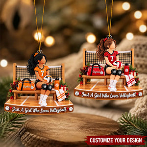 Personalized Volleyball Girl Christmas Ornament,Just A Girl Who Loves Volleyball Ornament