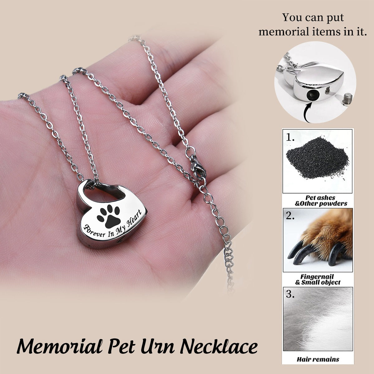 Personalized Memorial Urn Heart Ashes Necklace- Gift For Lovers