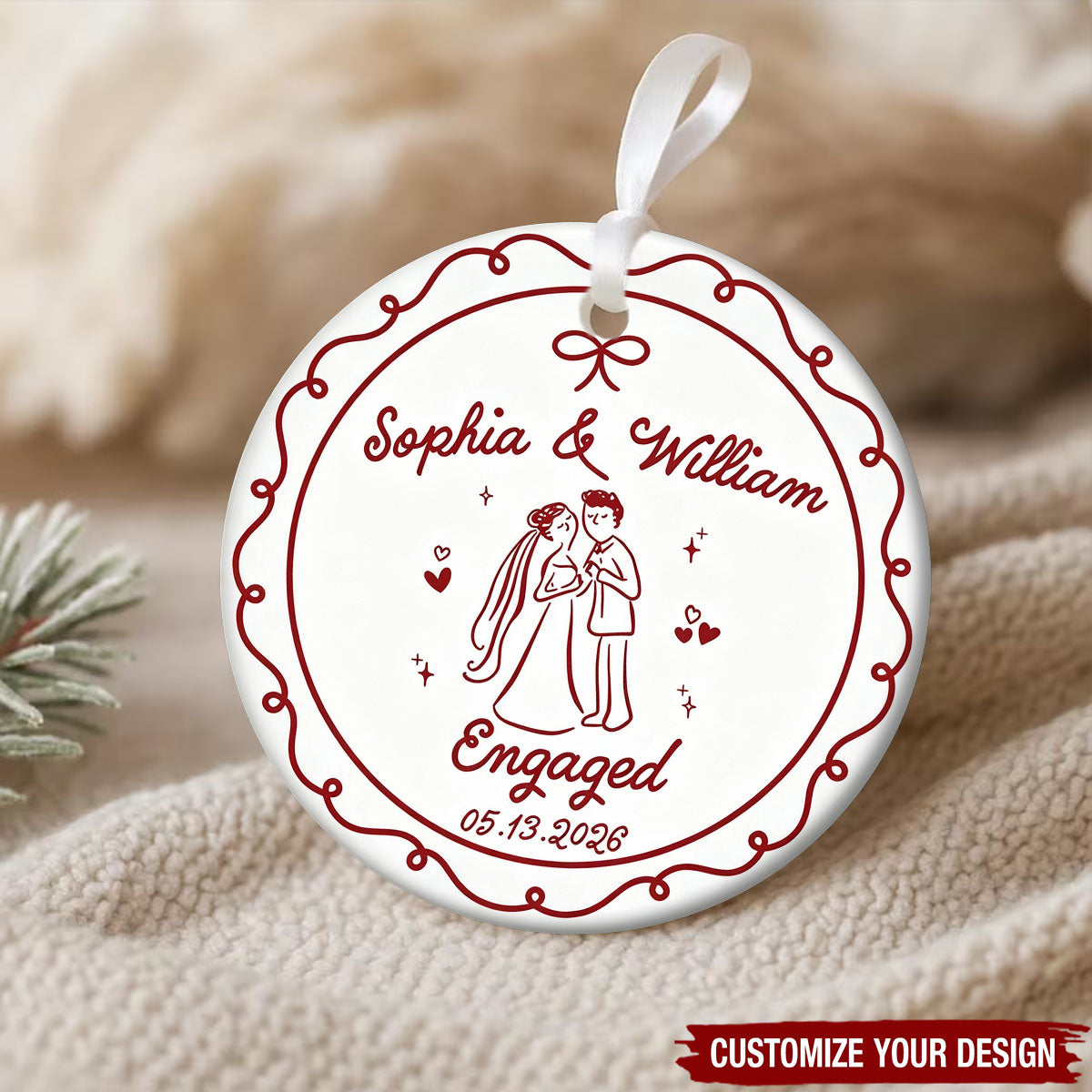 Merry Memories, Starting With You - Custom First Christmas Ceramic Ornament