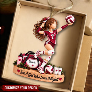 Personalized Volleyball Girl Acrylic Ornament, Christmas Gift for Girls