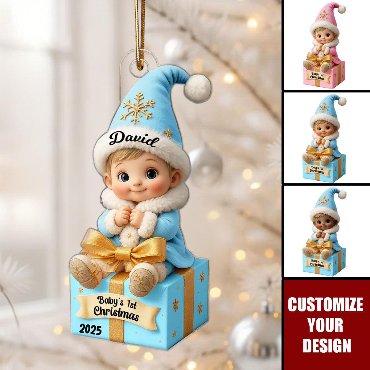 Baby Newborn Gift Box Personalized 3D Effect Acrylic Ornament