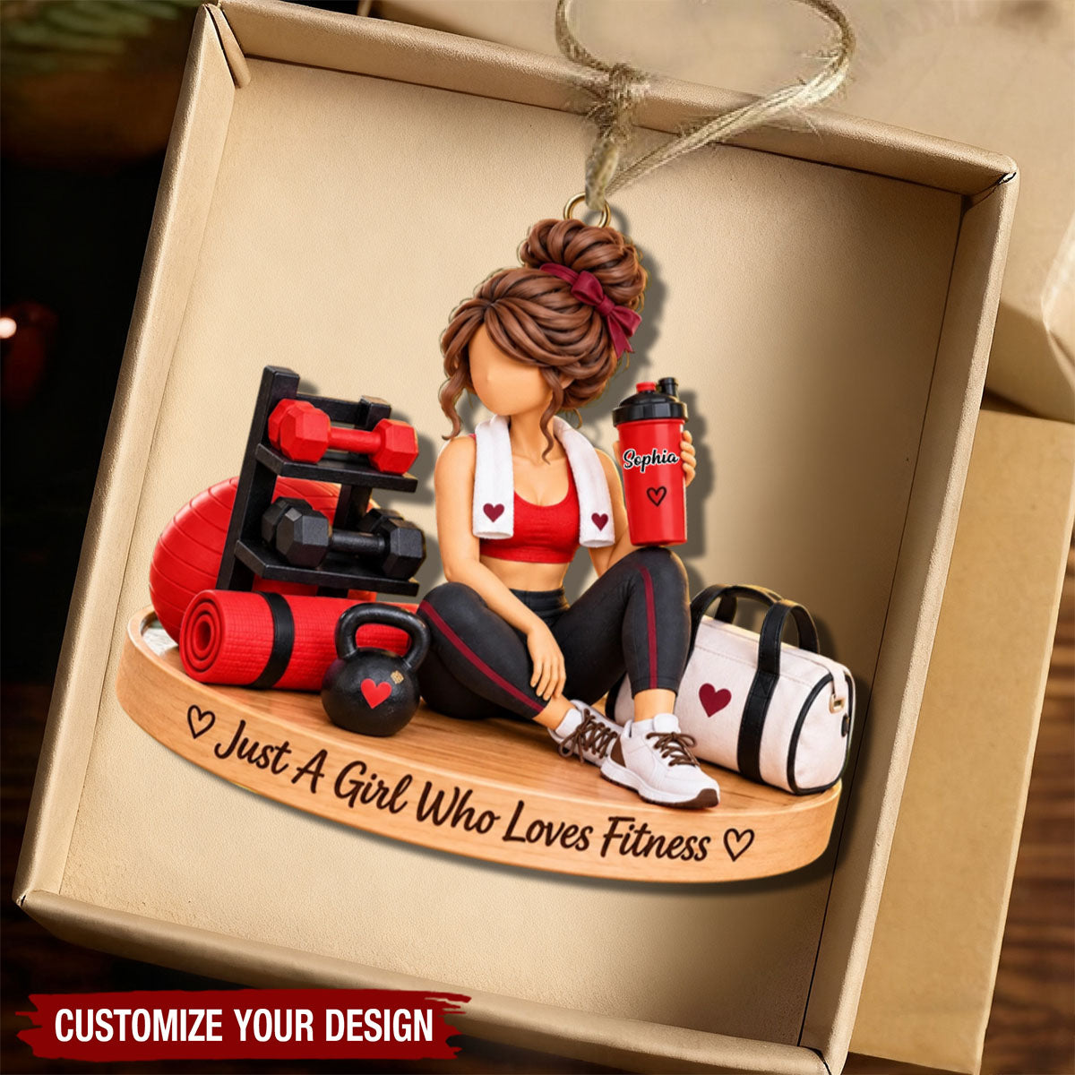 Personalized Fitness Gym Girl Christmas Ornament,Just A Girl Who Loves Fitness Ornament