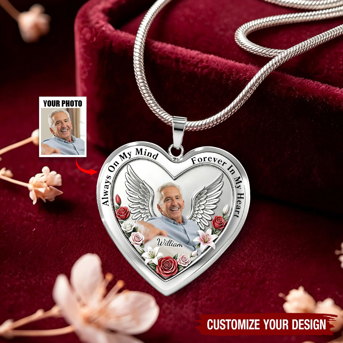 I Will Carry You With Me Until I See You Again - Personalized Heart Necklace