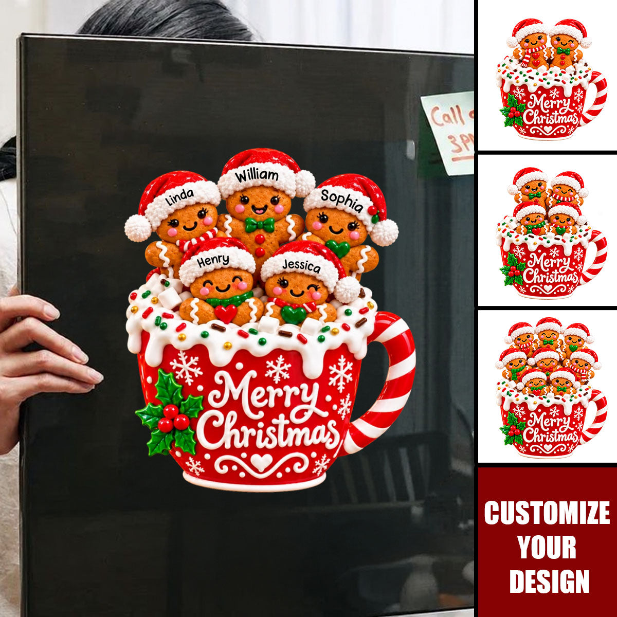 Merry Christmas - Personalized Gingerbread Cocoa Family Decal