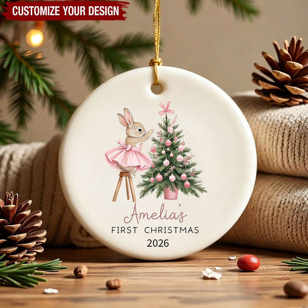 Personalized Baby's First Christmas Ornament With Baby Name,Newborn Gift