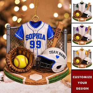 Personalized Softball Ornament, Custom Jersey Number Christmas Ornament