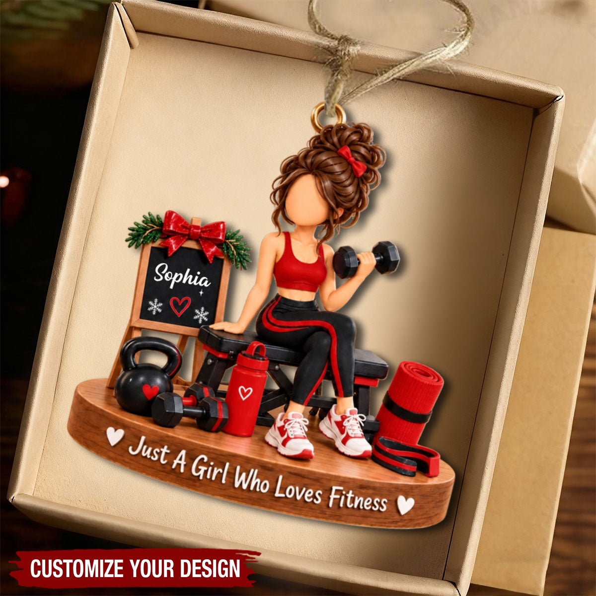 Personalized Girl Fitness Gym Ornament, Just A Girl Who Loves Fitness Christmas Ornament
