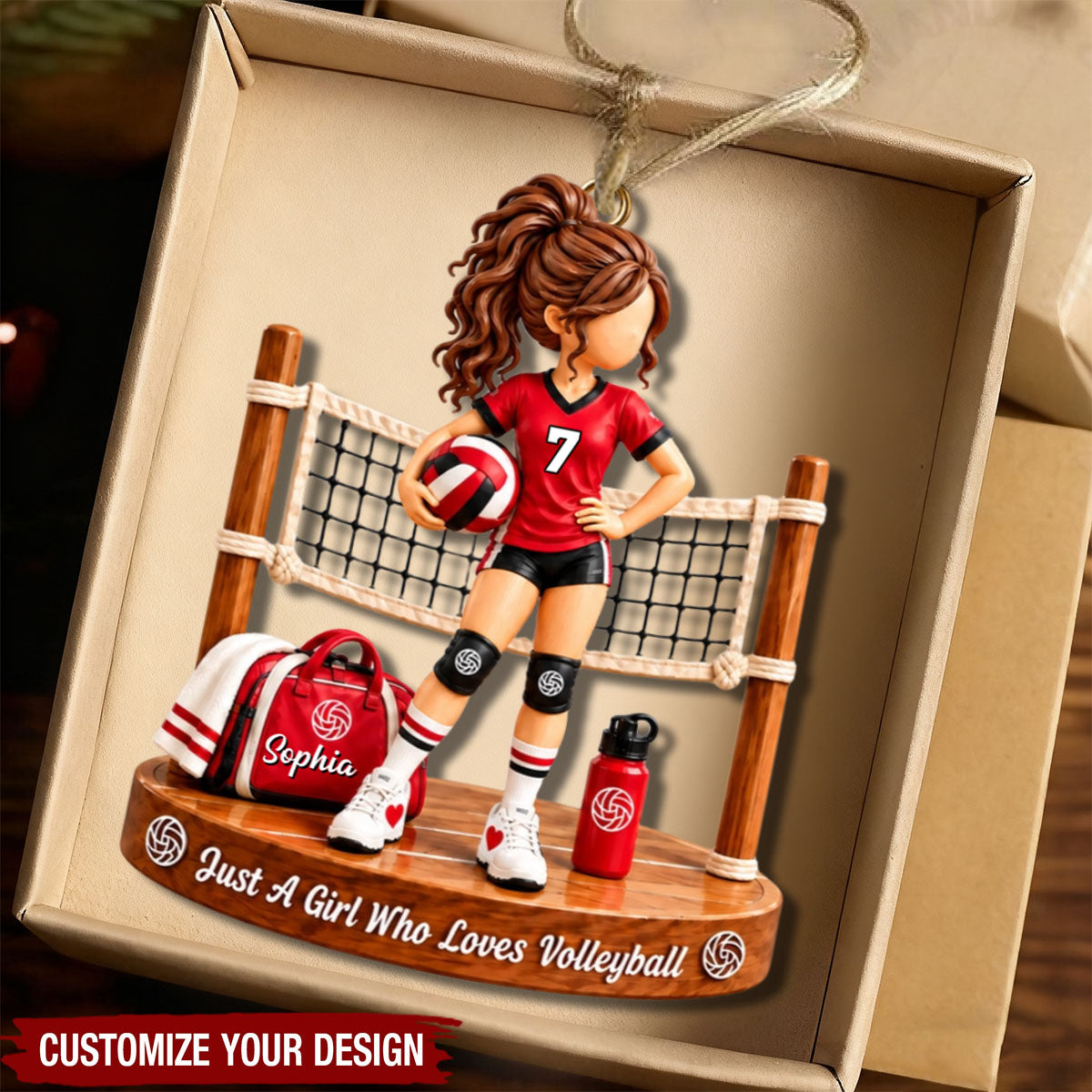 Personalized Volleyball Girl Ornament, Custom Name Volleyball Player Gift