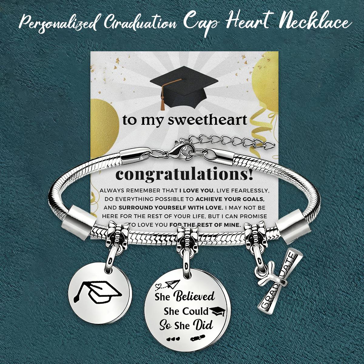 Inspirational Graduation Adjustable Bracelet - Personalized Graduation Gift