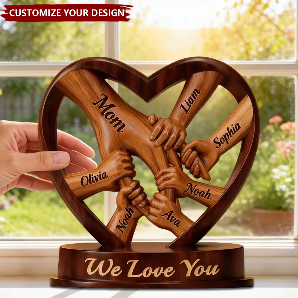 Our Family Our Love - Personalized Custom Family Name Plaque