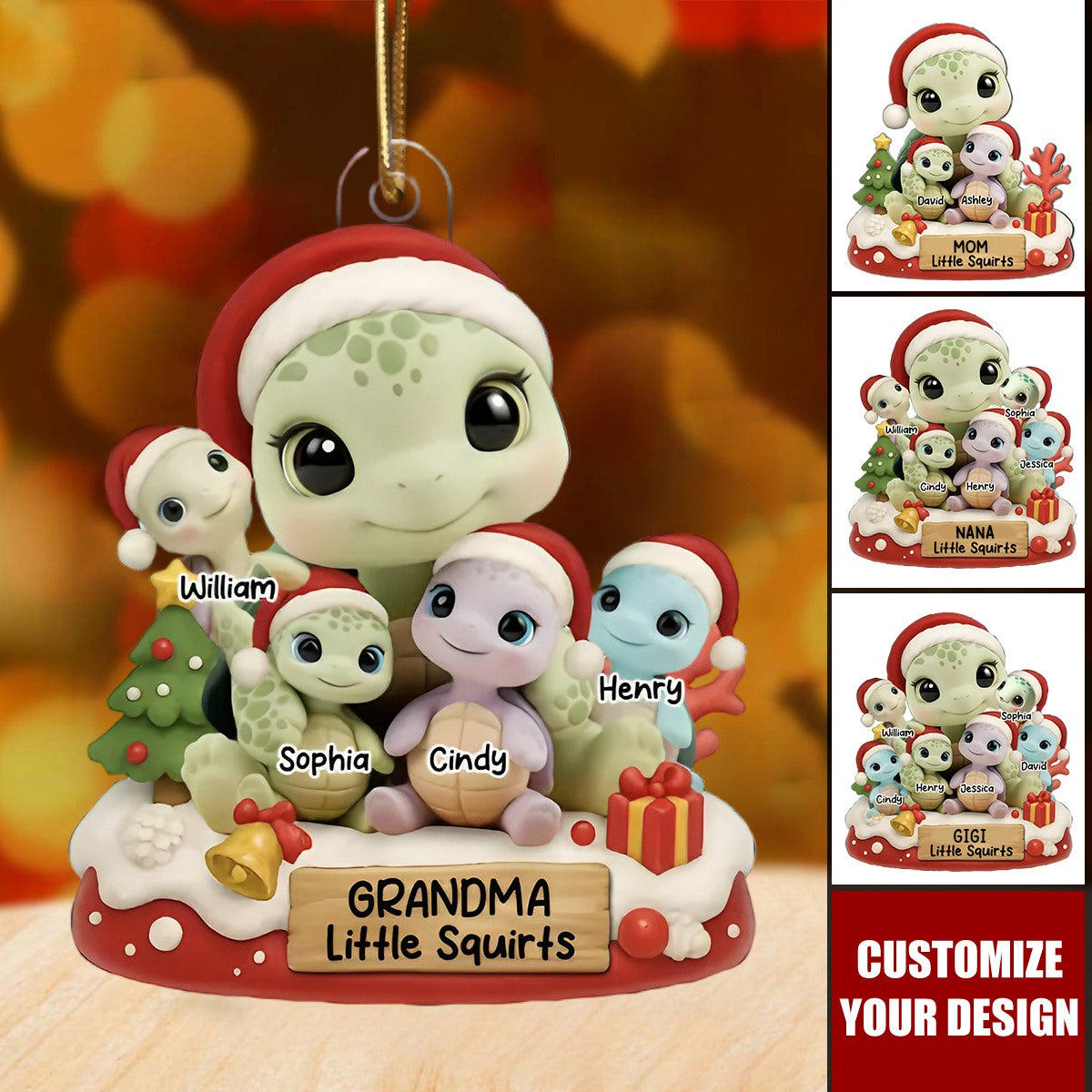Grandma's Little Squirt Turtle Personalized Acrylic Ornament