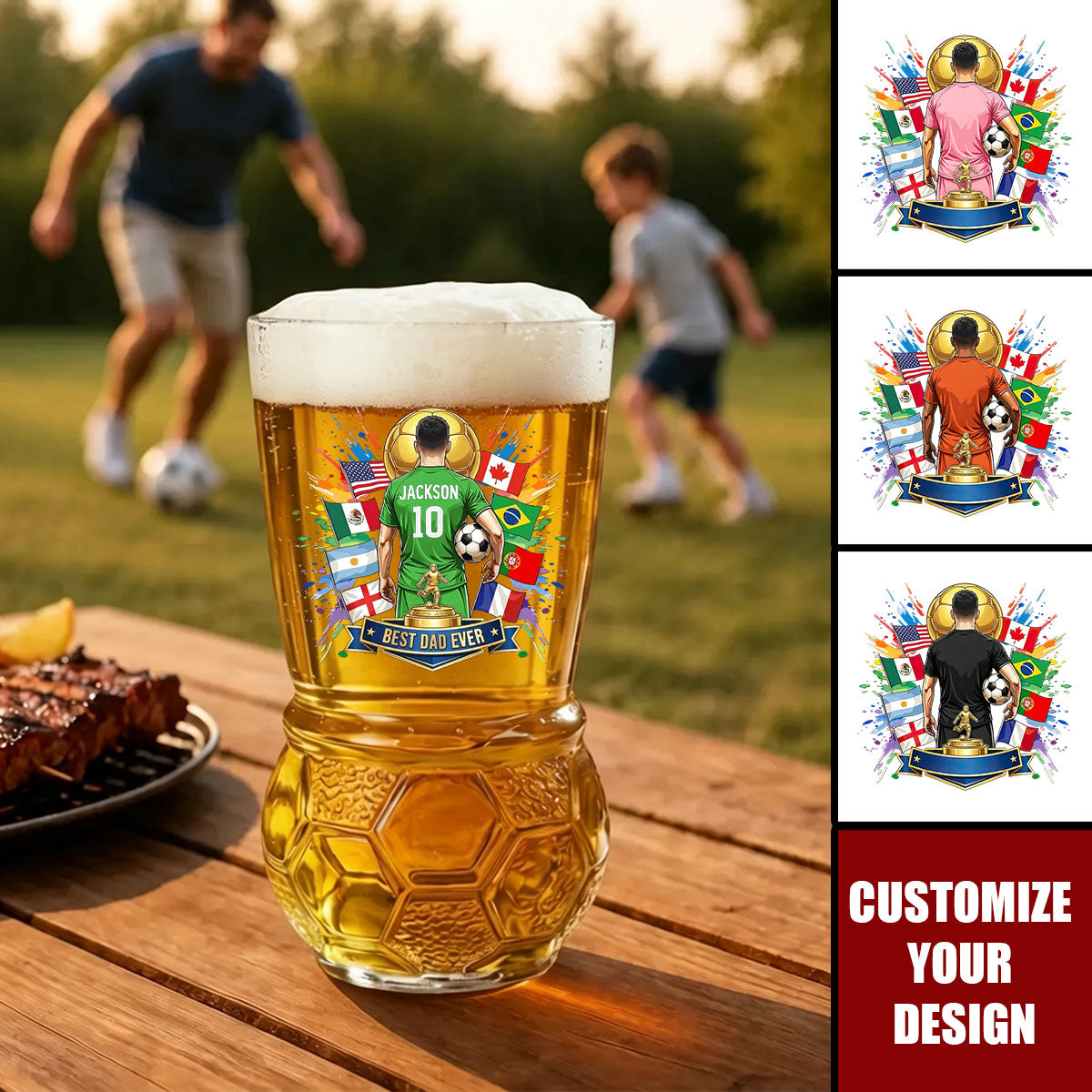 My Football Hero - Personalized Custom Football Beer Glass
