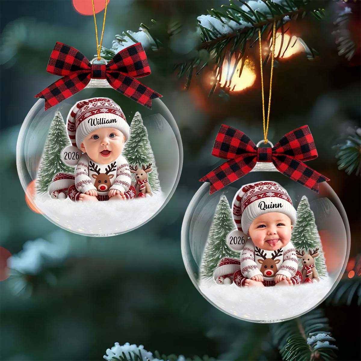 Custom Baby Christmas Acrylic Ball Ornament-Upload Photo