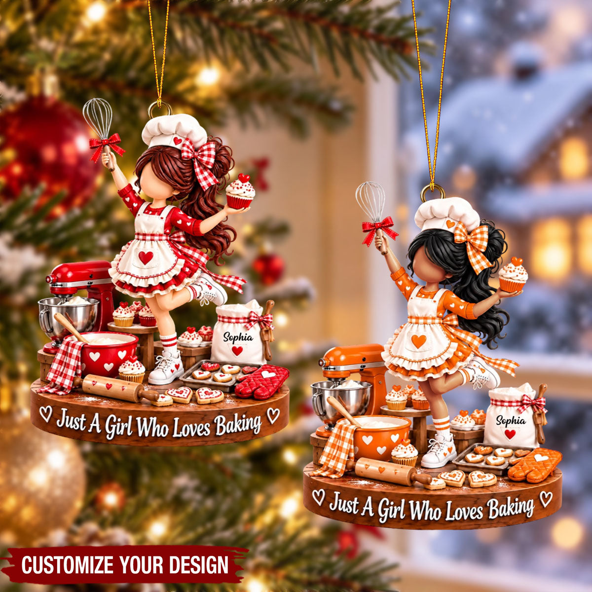 Personalized Baking Christmas Ornament, Just A Girl Who Loves Baking