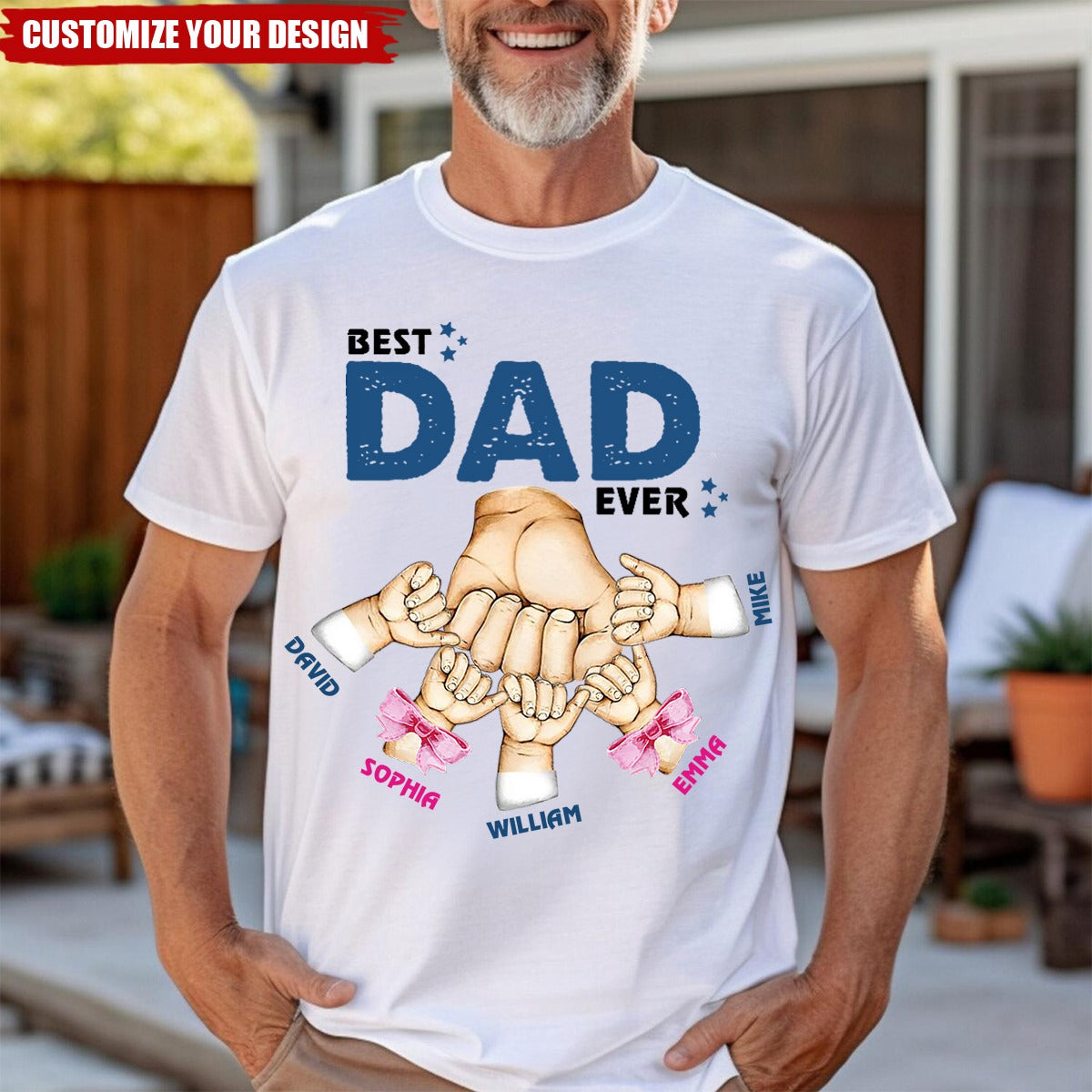 Personalized Best Dad Ever T-shirt, Fist Bump Fathers Day Gifts