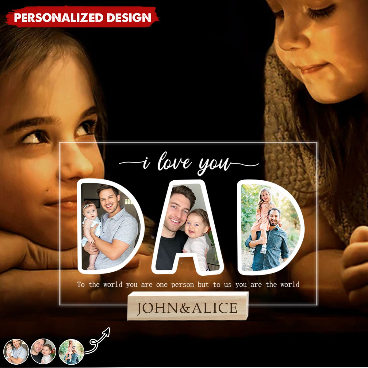 Personalized Acrylic Family Photo Plaque, Father's Day Gift