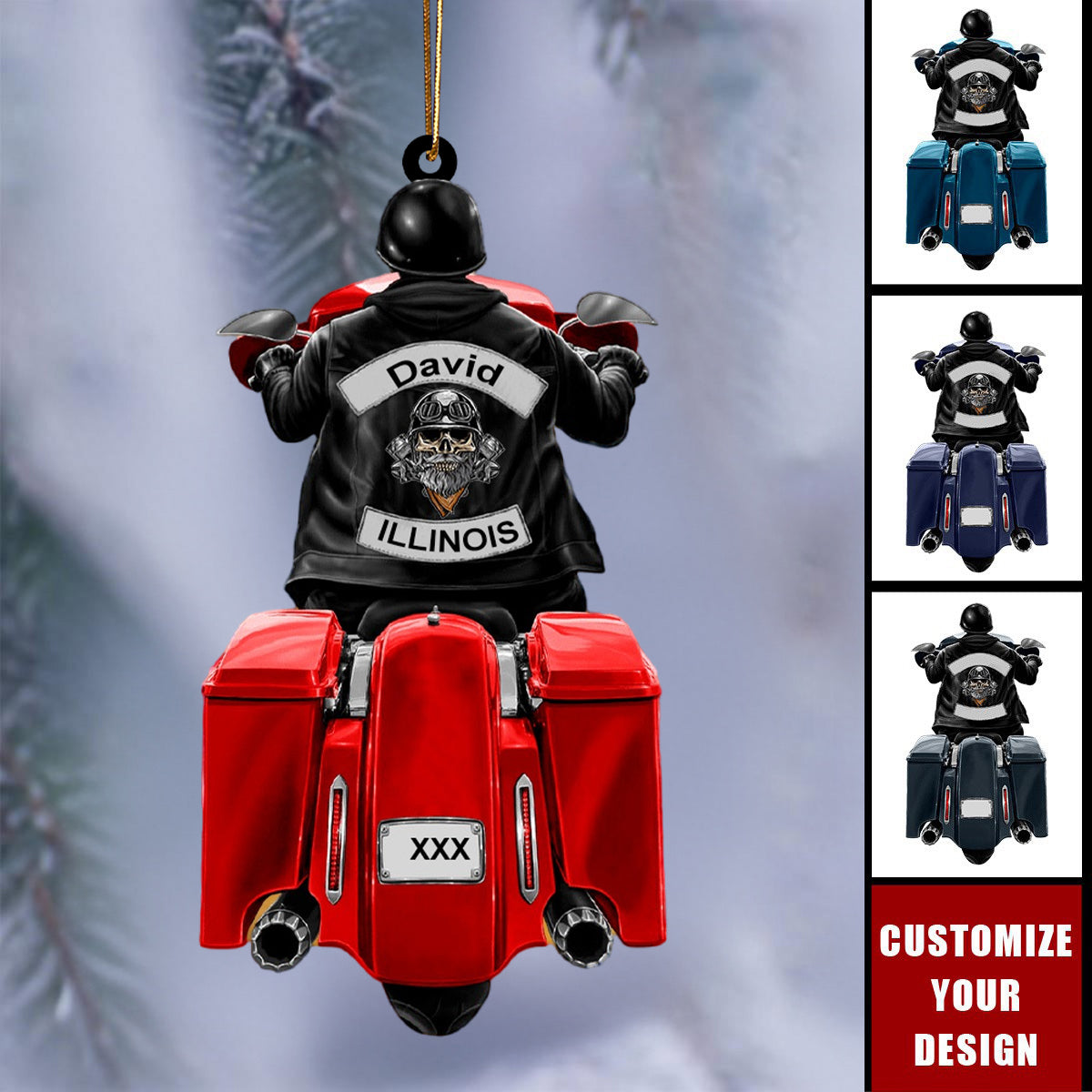 Biker Motorcycle Racing Personalized Christmas Ornament
