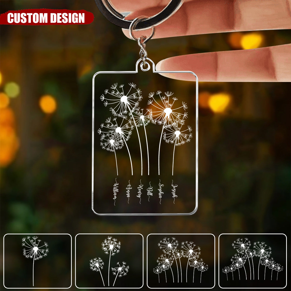 Grandma Dandelion Keychain-Personalized Gift For Nana