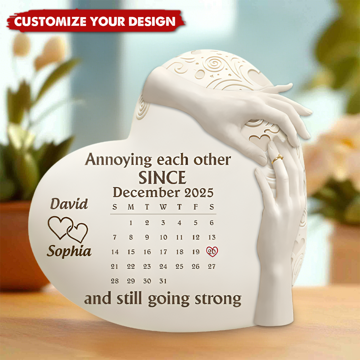 Annoying Each Other Since, Heart and Hands Design - Personalized Couple Plaque