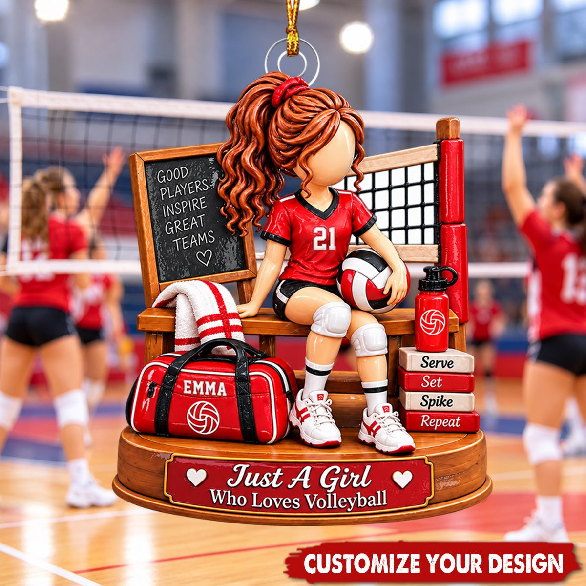 Personalized Volleyball Girl Ornament, Custom Name Volleyball Player Gift