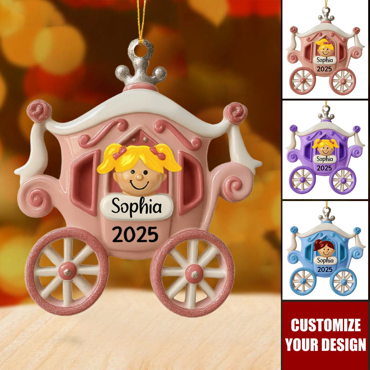 Princess Carriage Personalized Ornament - Gift For Daughters