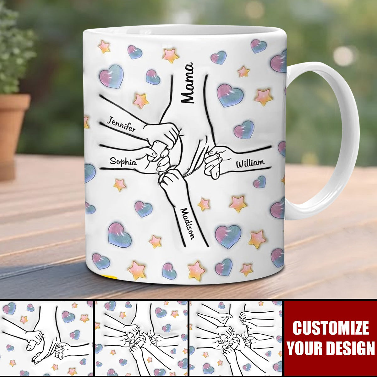 Holding Mama’s Love Forever - Family Personalized Custom 3D Inflated Effect Printed Mug