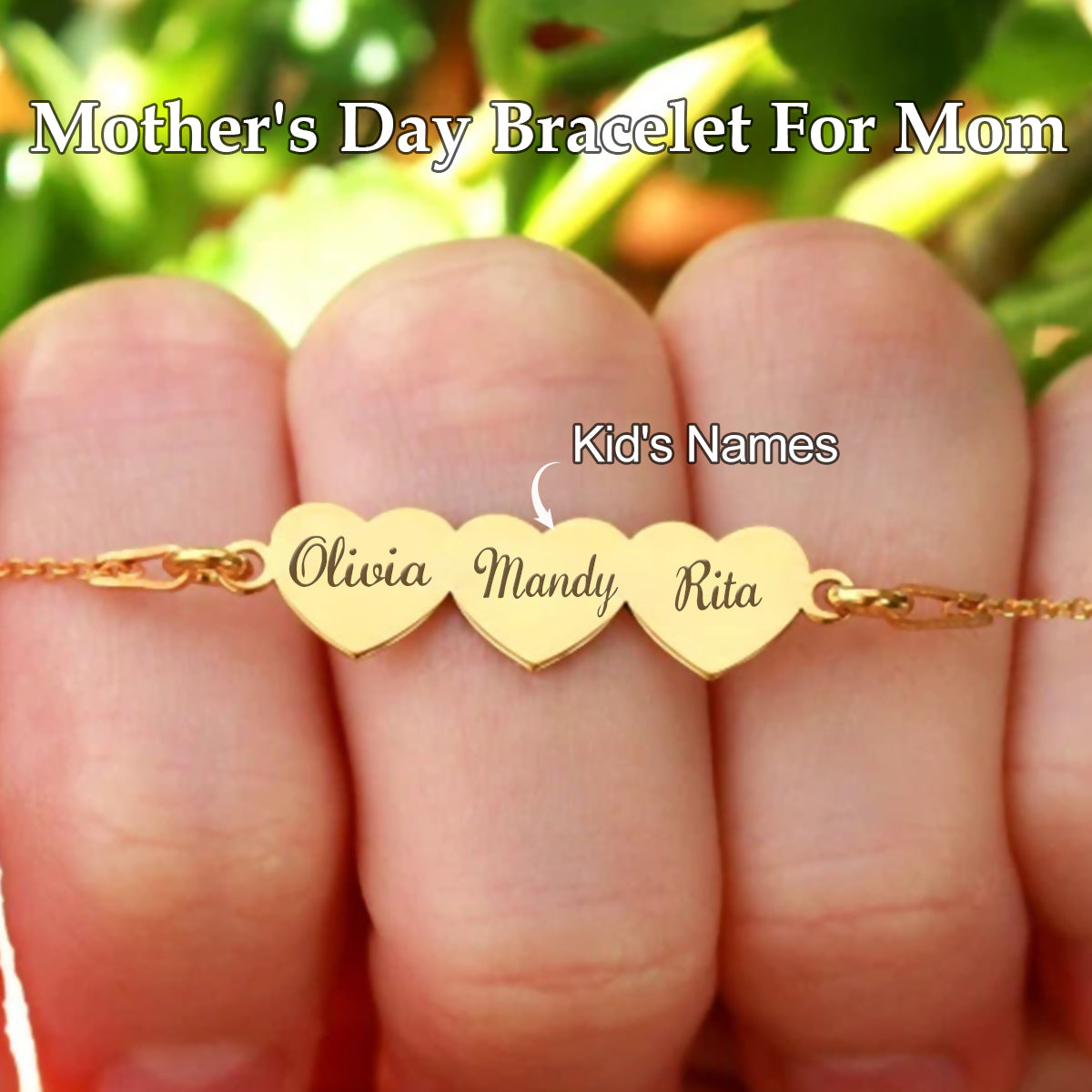 Specialized With Kid's Names-Personalized Mother's Day Heart Bracelet