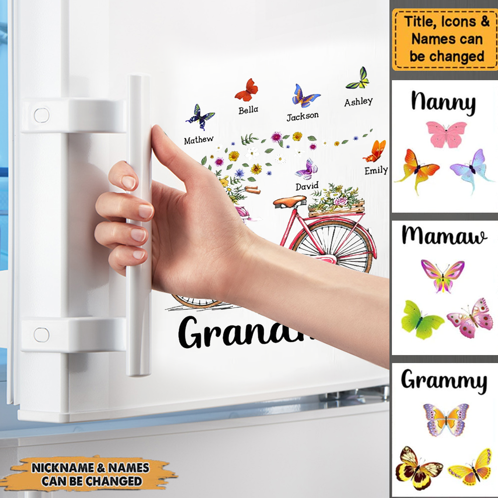 Gift for Grandma Bicycle With Flowers Sticker