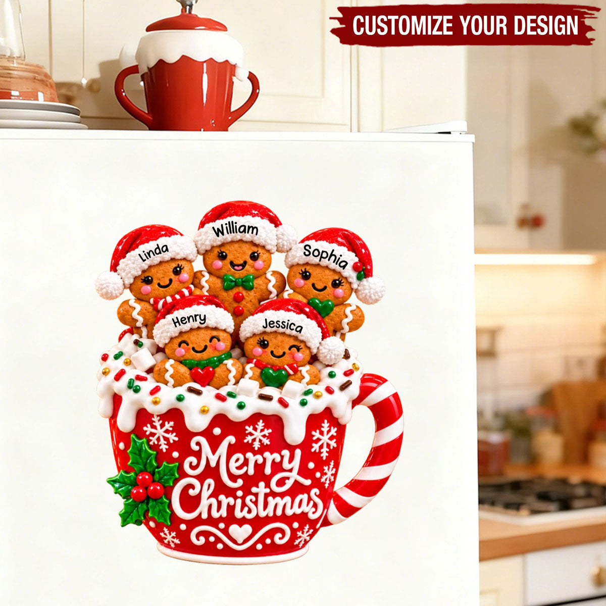 Merry Christmas - Personalized Gingerbread Cocoa Family Decal