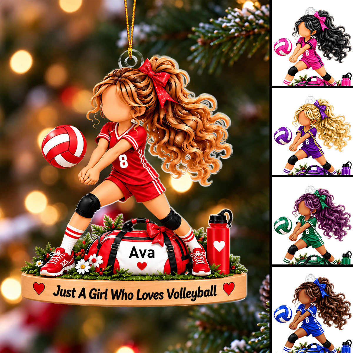Personalized Volleyball Girl Ornament,Custom Name & Number Christmas Ornament