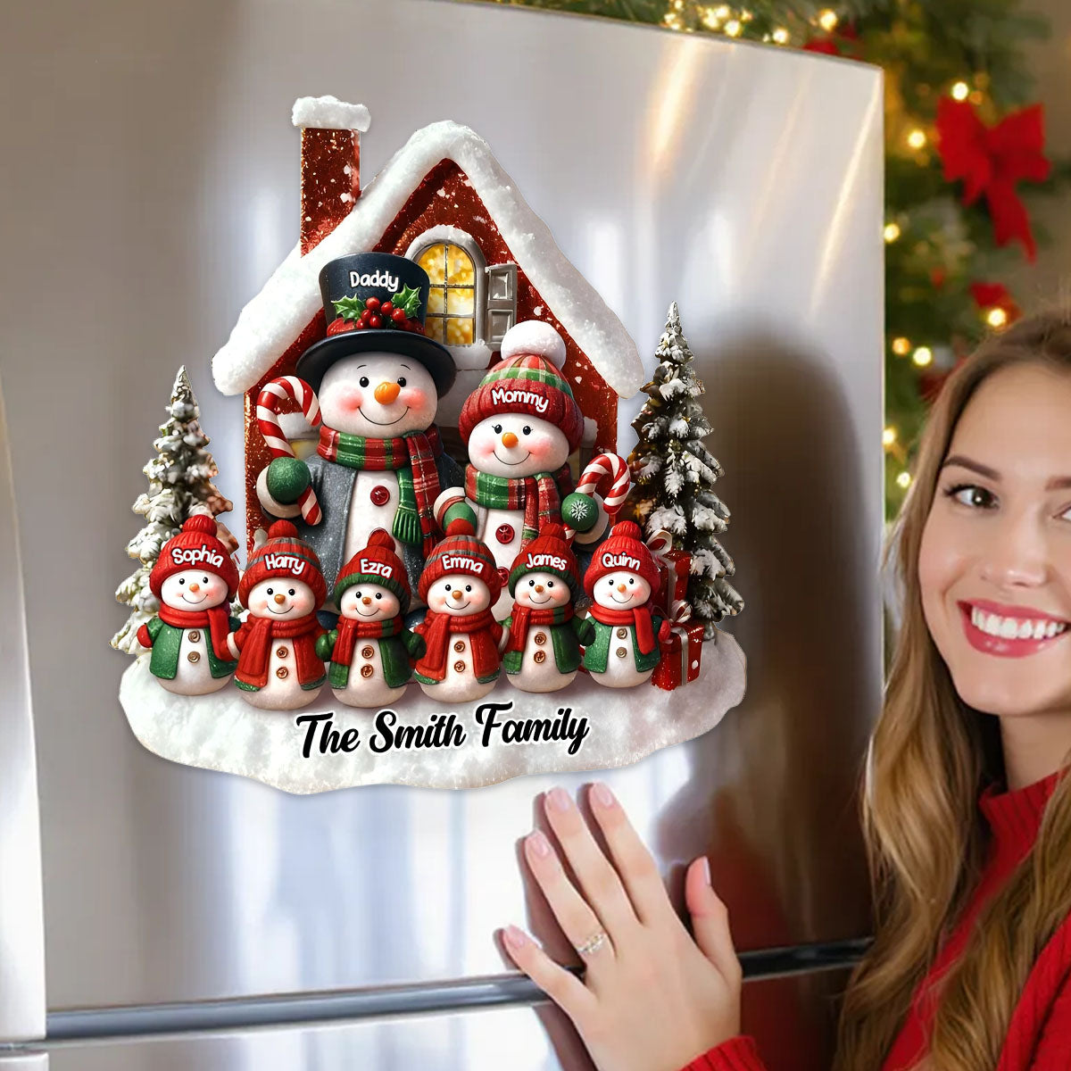 Hearts Stay Together - Personalized Christmas Decal For Snowman Family