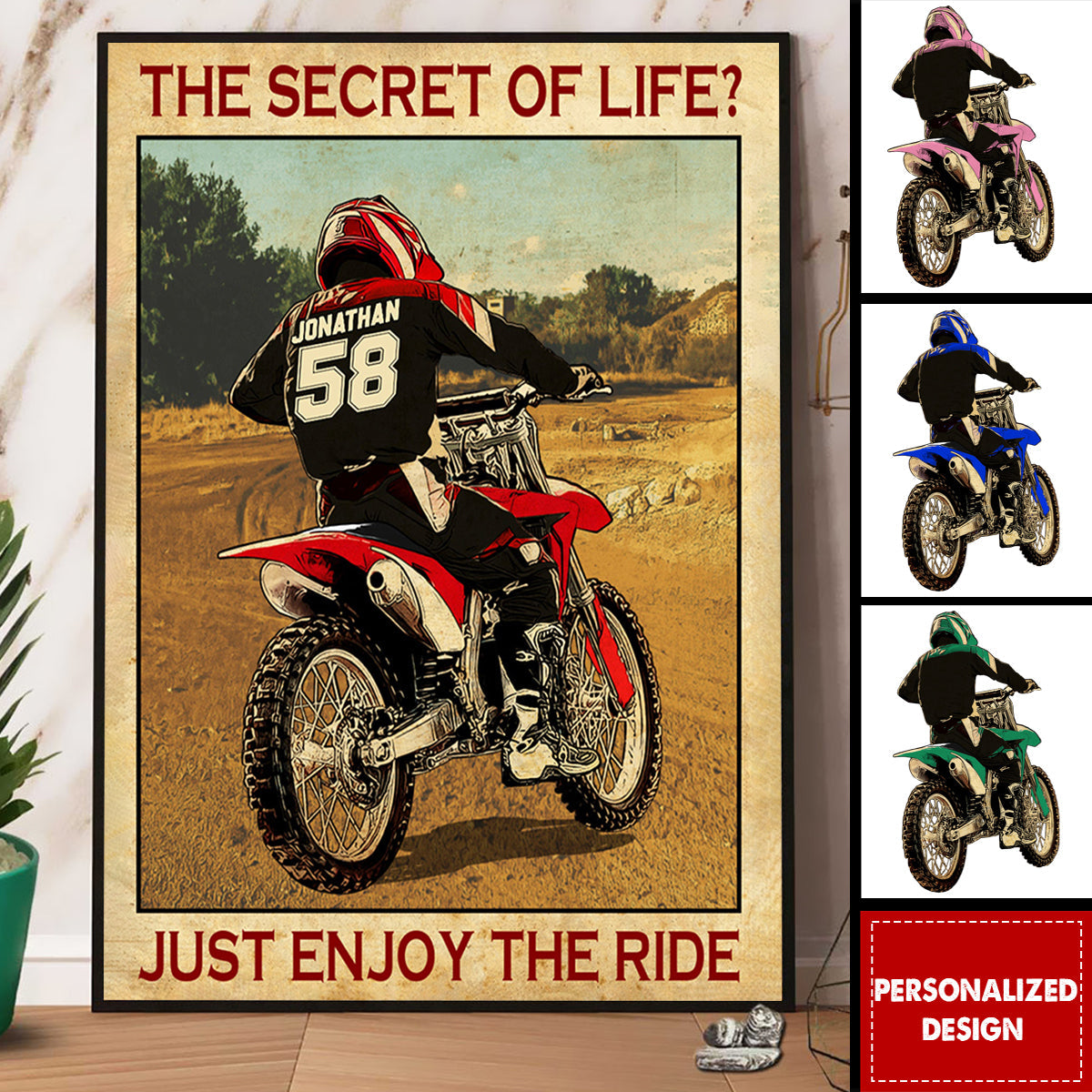 The Secret Of Life - Just Enjoy The Ride - Personalized Poster Gift for Biker