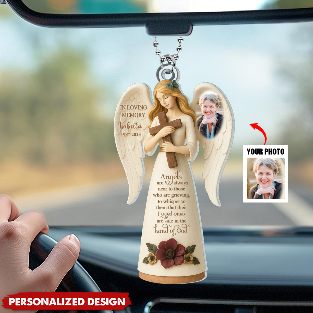 Angels Are Always Near To Those Who Are Grieving - Personalized Acrylic Car Hanger
