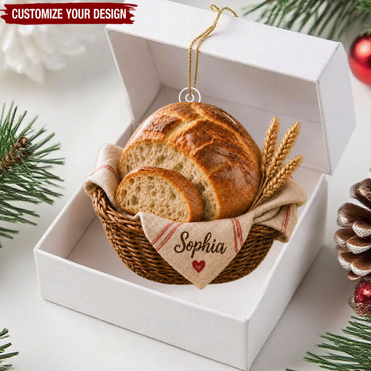 Personalized Sourdough Bread Acrylic Ornament, Custom Baker Tree Decor