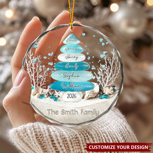 Personalized Sea Glass Tree  Family Name Christmas Ornament