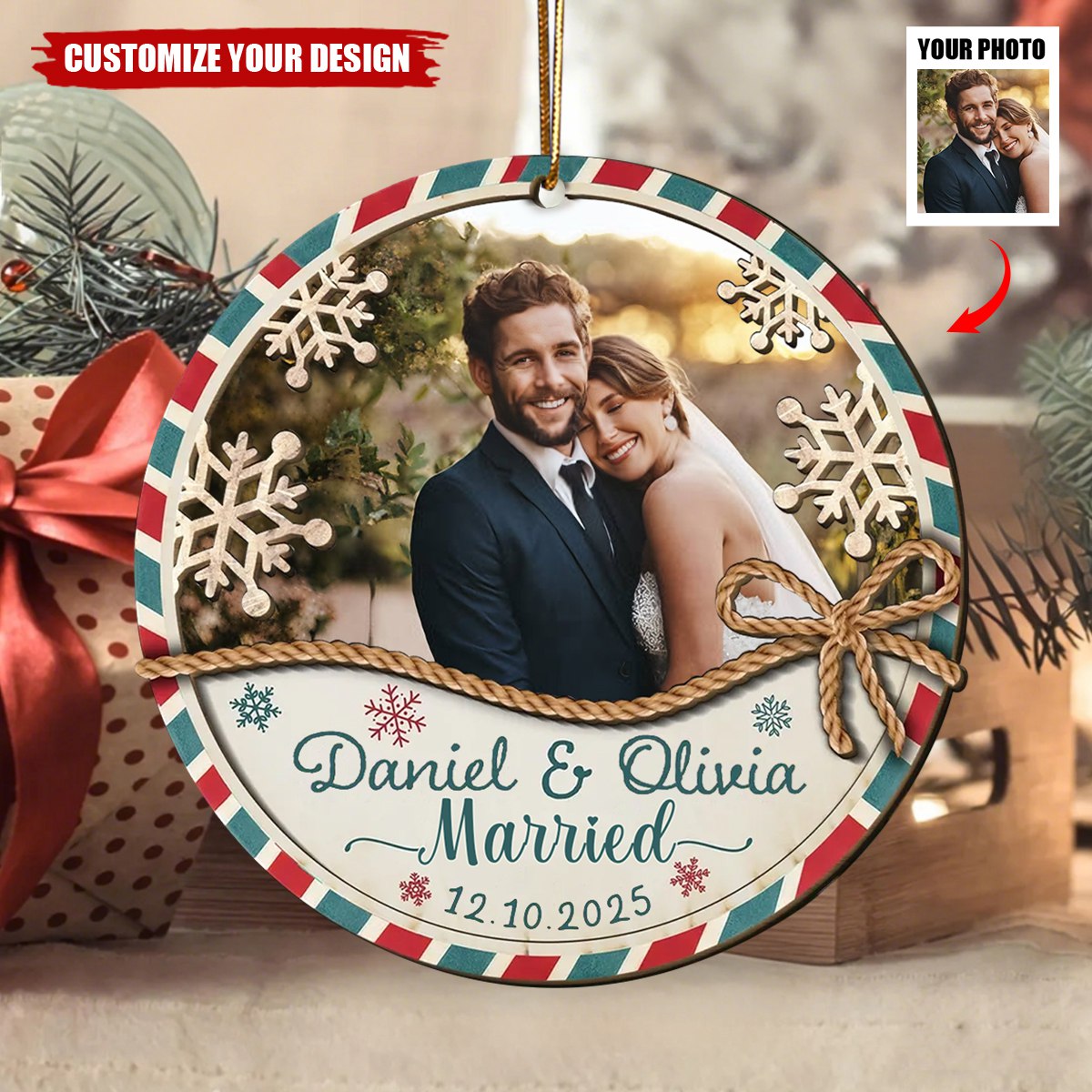 Personalized Engagement Photo Ornament - Newly Engaged Gift