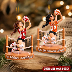 Personalized Volleyball Girl Ornament, Custom Name Player Keepsake