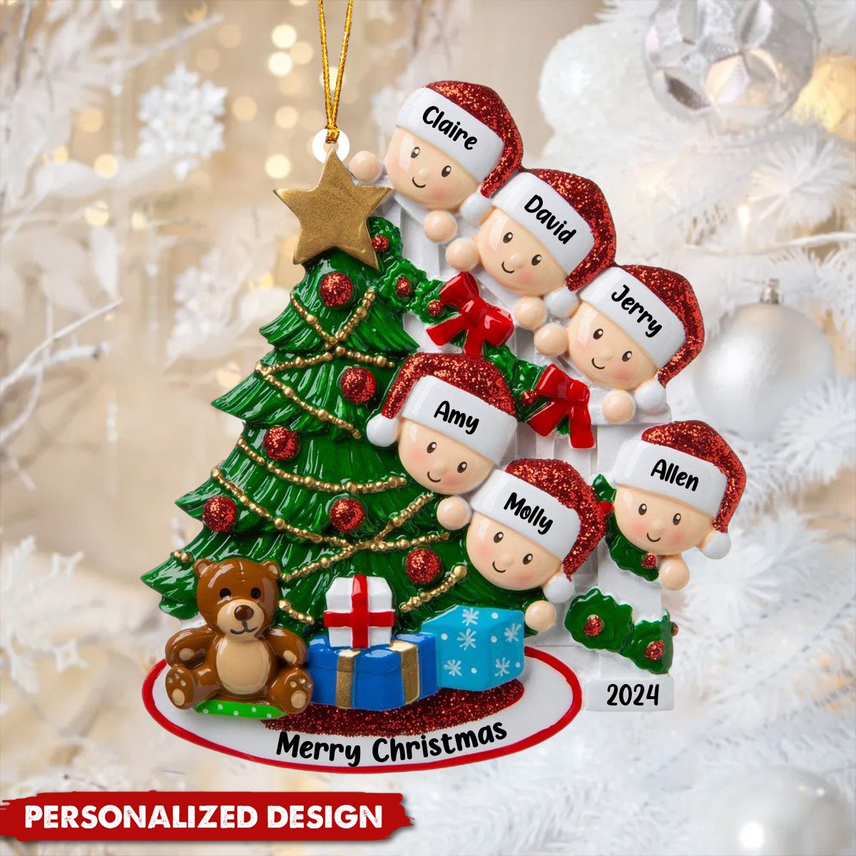 Happy Family Christmas Tree Name Customized Home Orament Gift-Personalized Customized Gift