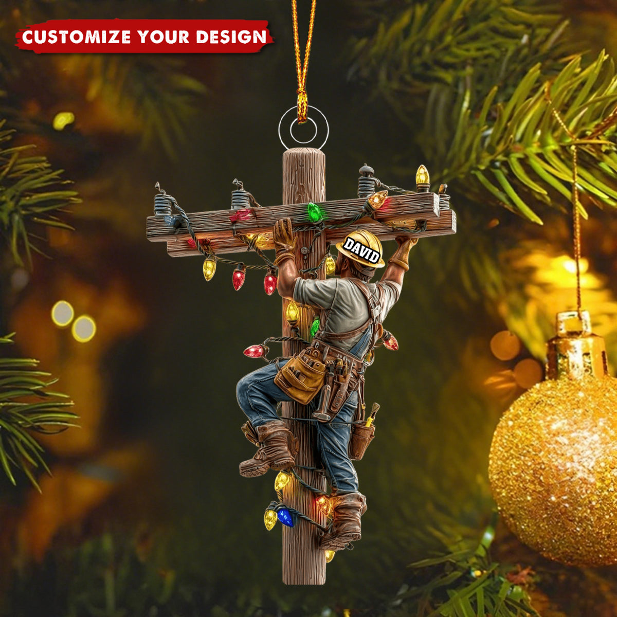 Keeping the Lights On - Personalized Lineman Ornament