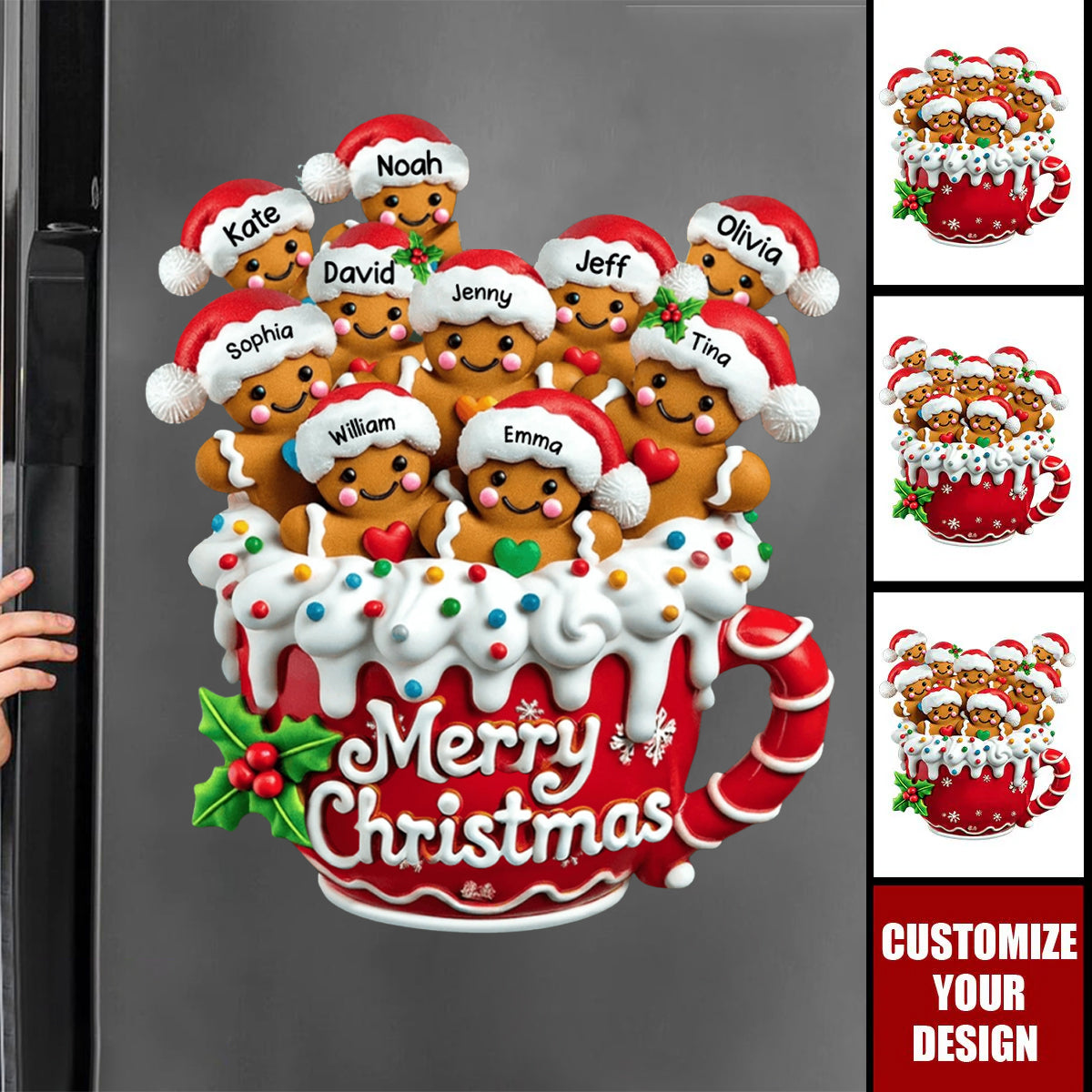Merry Christmas - Personalized Gingerbread Family Decal