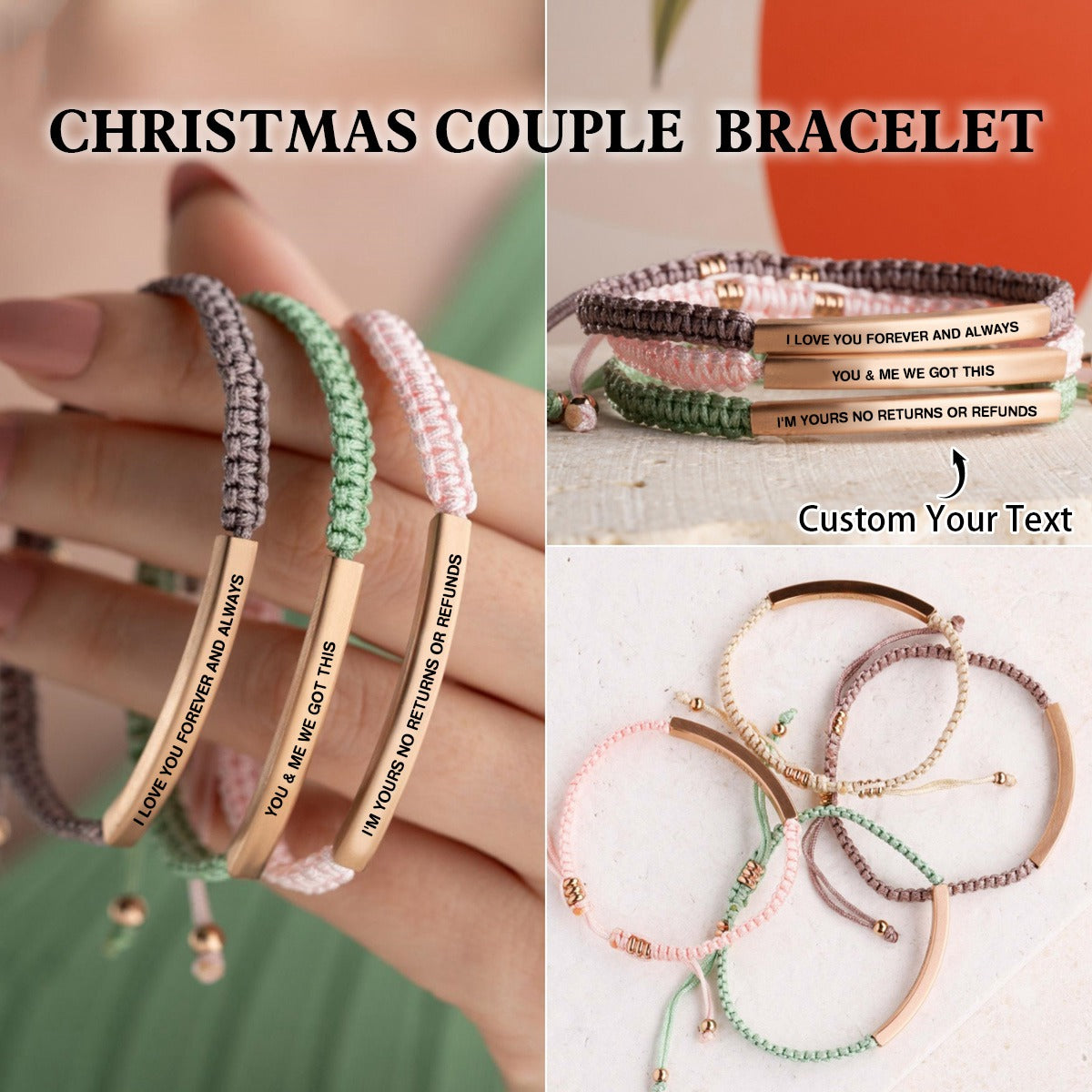 Personalized Custom Text Unisex Bracelet  - Gift For Lover