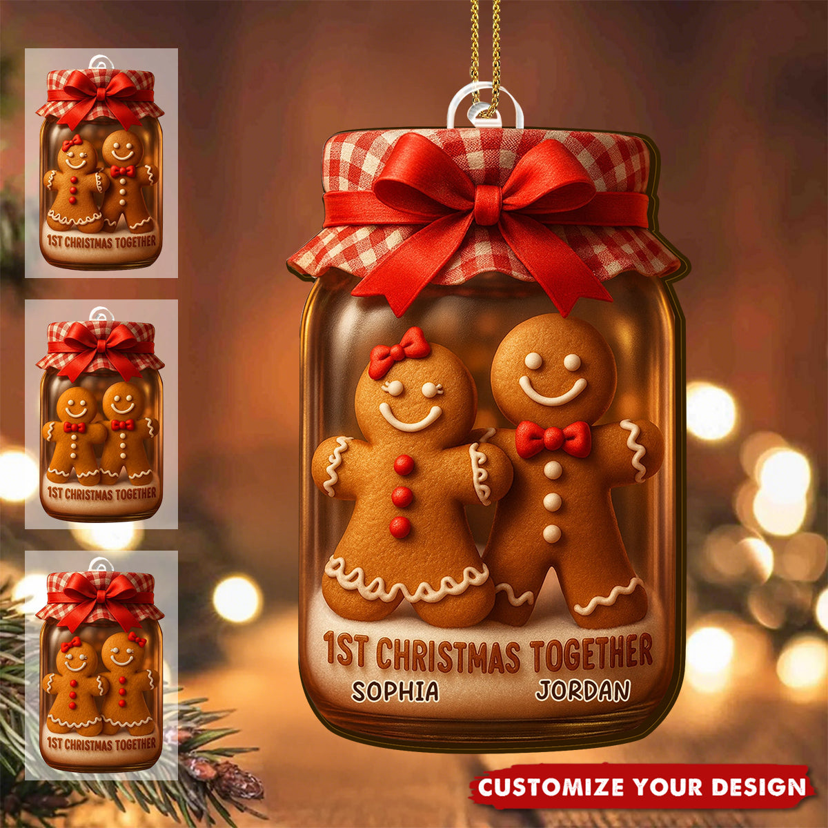 1st Christmas Together Gingerbread Cookies Personalized Couple Acrylic Ornament