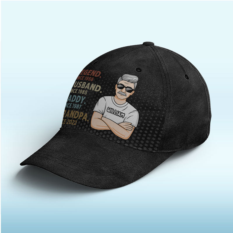 Dad Is My Hero - Family Personalized Custom All Over Print Classic Cap - Father's Day, Birthday Gift For Dad, Grandpa