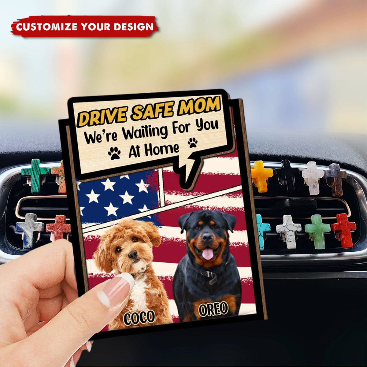 Custom Photo Drive Safe Dad Mom Car Visor Clip For Dog Lovers