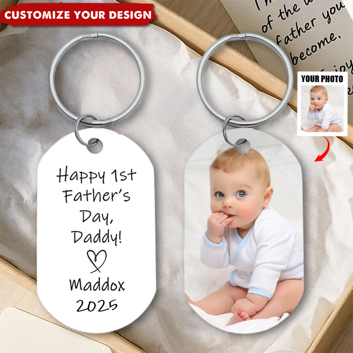 Happy 1st Father's Day - Personalized Keychain Gift For First Time Dad