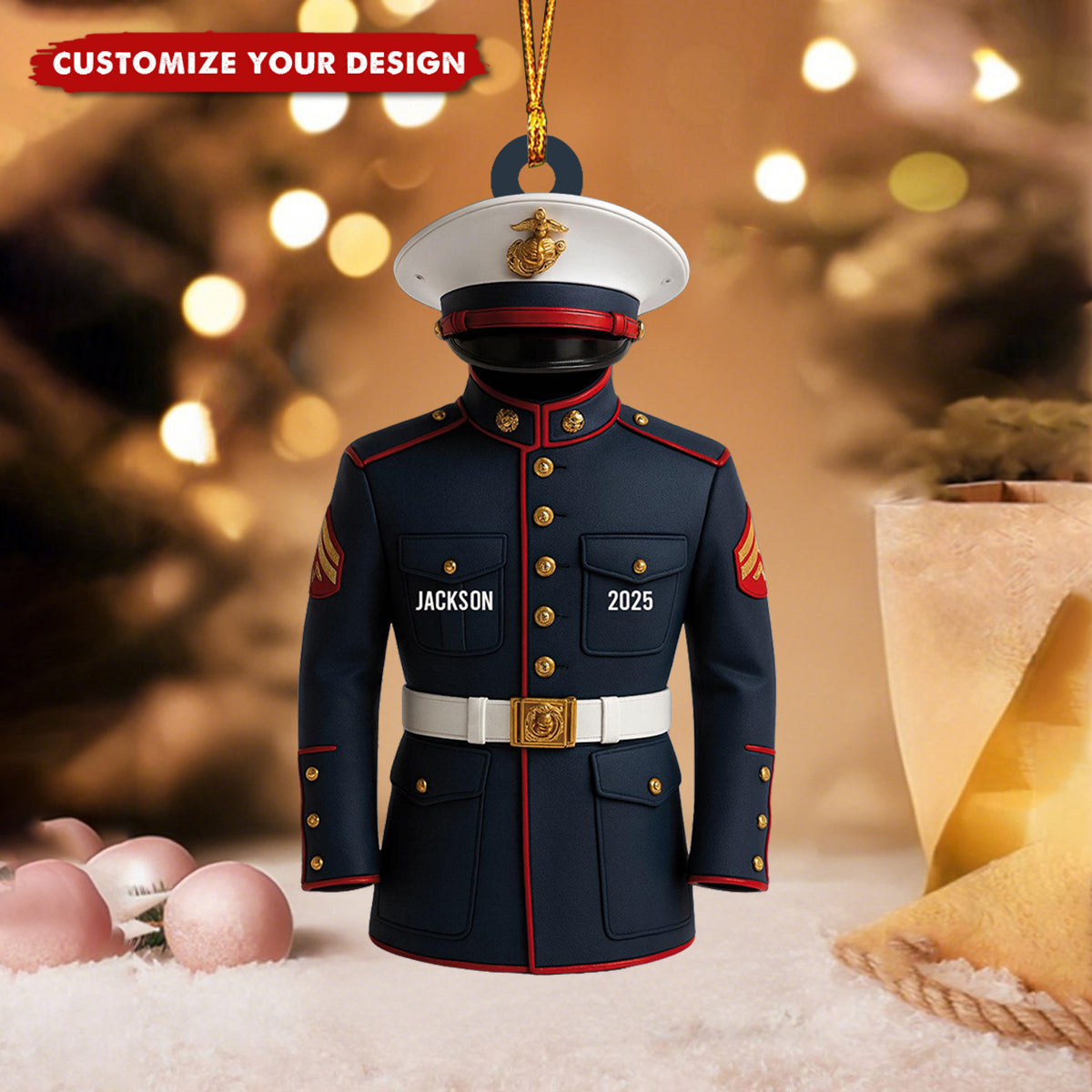 Personalized Marine Corp Ornament, Gift for Veterans, Marines, or Service Members