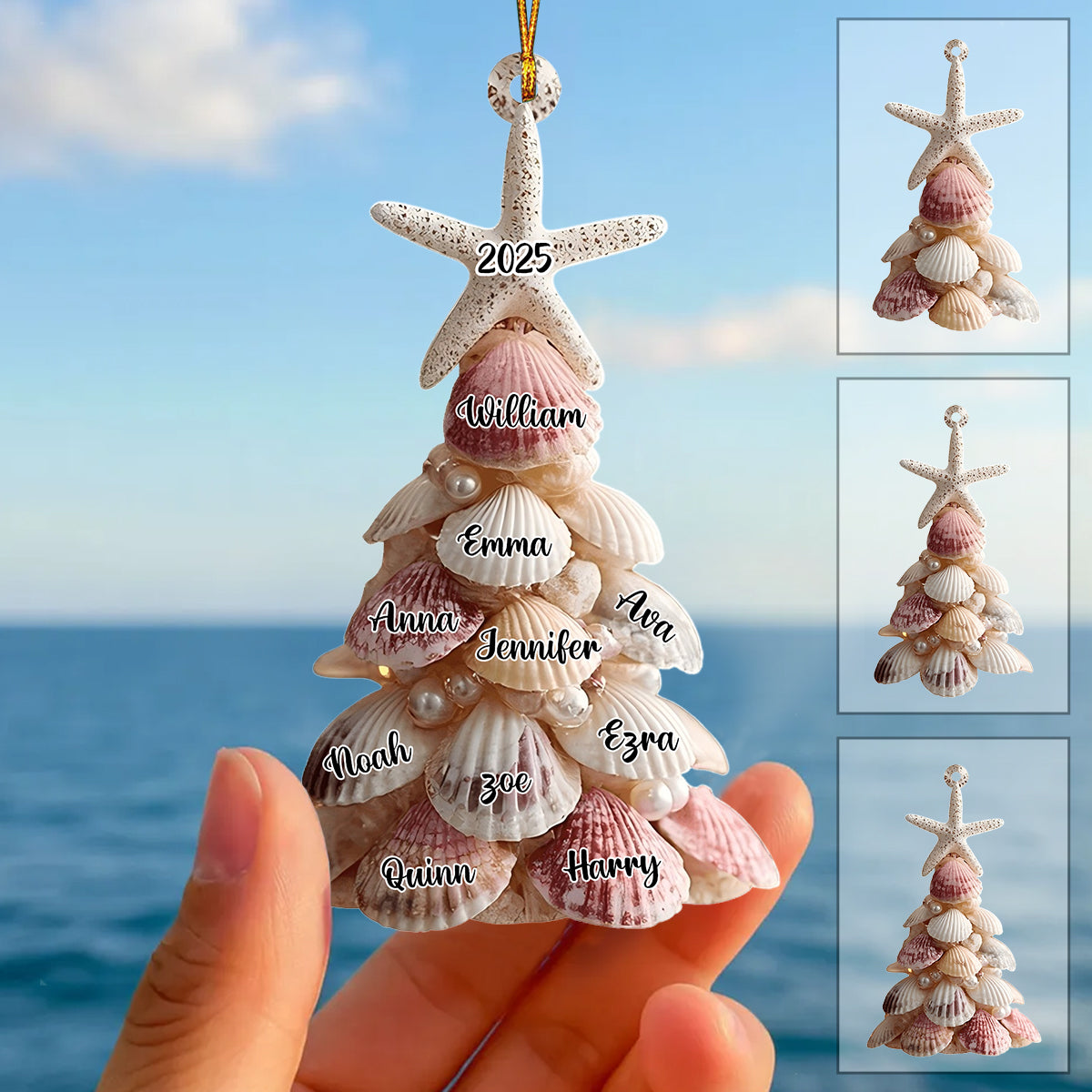 Seashell Christmas Tree - Personalized Family Ornament