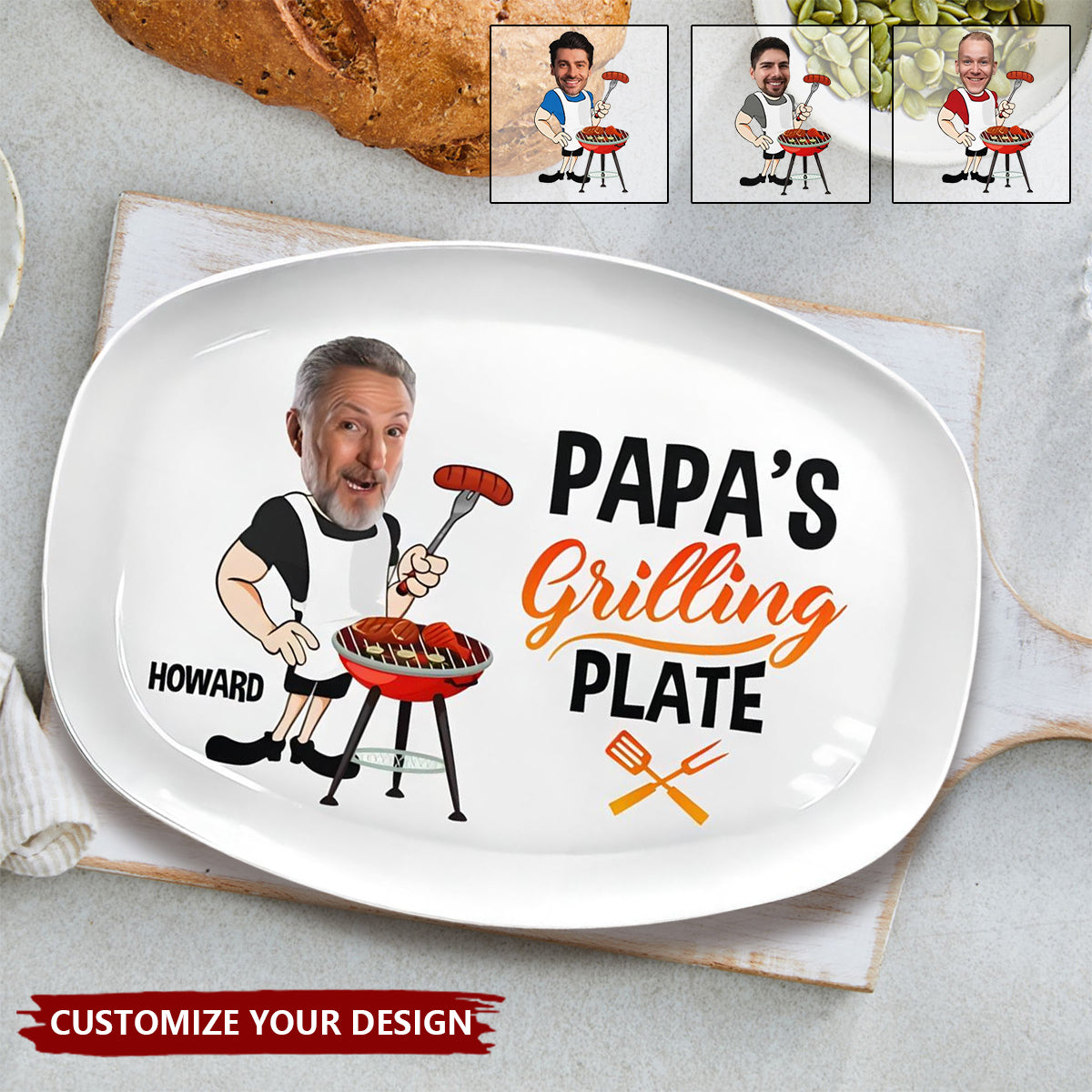 Custom Photo Daddy's Grilling Plate - Personalized Plate